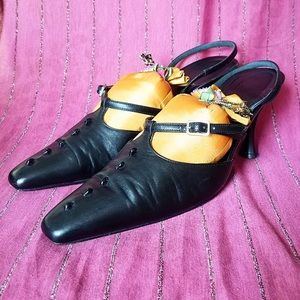 SALVATORE FERRAGAMO SEXY BLACK SLINGBACK HEELS